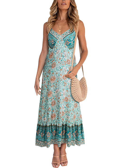 Women's Spaghetti Strap Floral Pattern Dress - Ebonys Beauty Brand