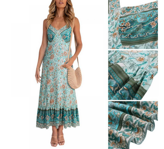Women's Spaghetti Strap Floral Pattern Dress - Ebonys Beauty Brand