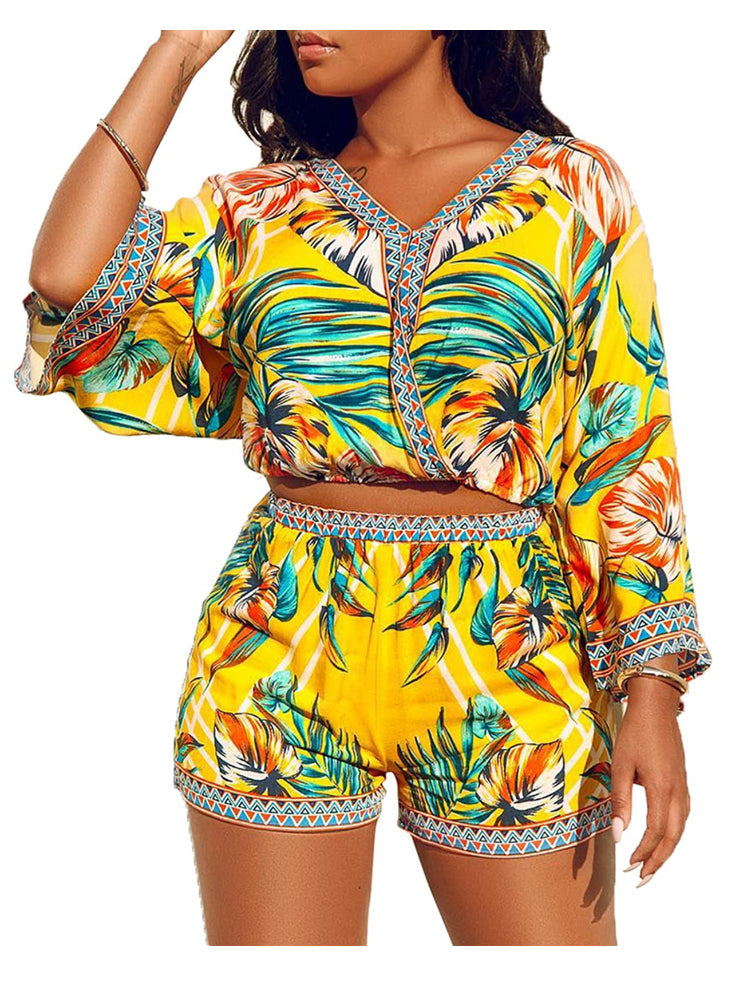Women's 2PC Tropical Shorts Set - Ebonys Beauty Brand