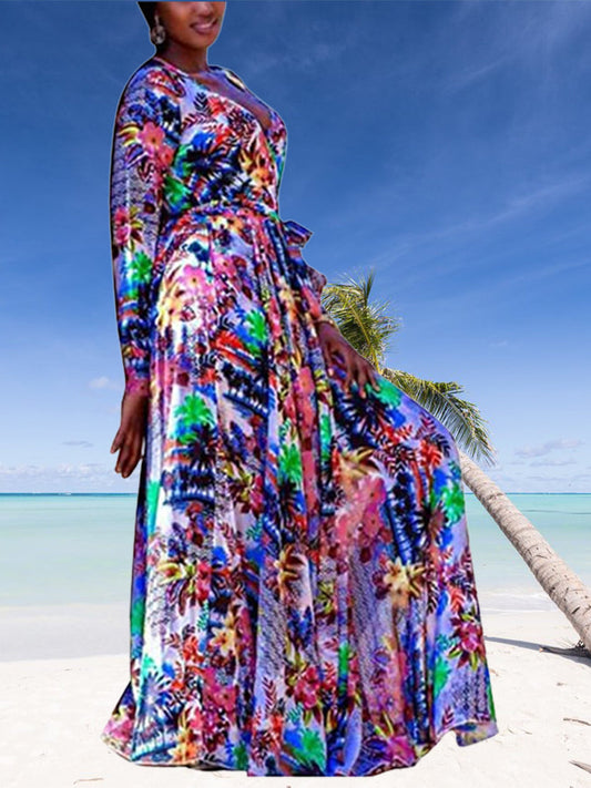 Women's Elegant Floral Long Sleeve Maxi Dress - Ebonys Beauty Brand