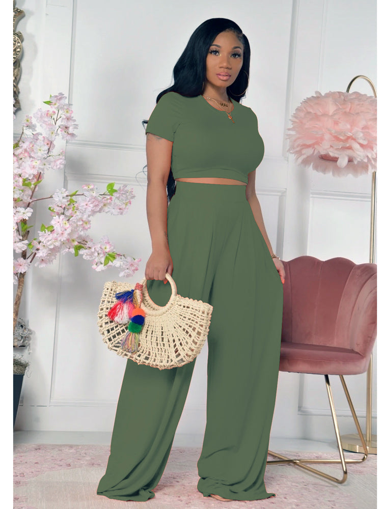 Women's 2pc Crop Top Pants Set - Ebonys Beauty Brand