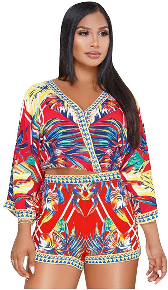 Women's 2PC Tropical Shorts Set Plus - Ebonys Beauty Brand