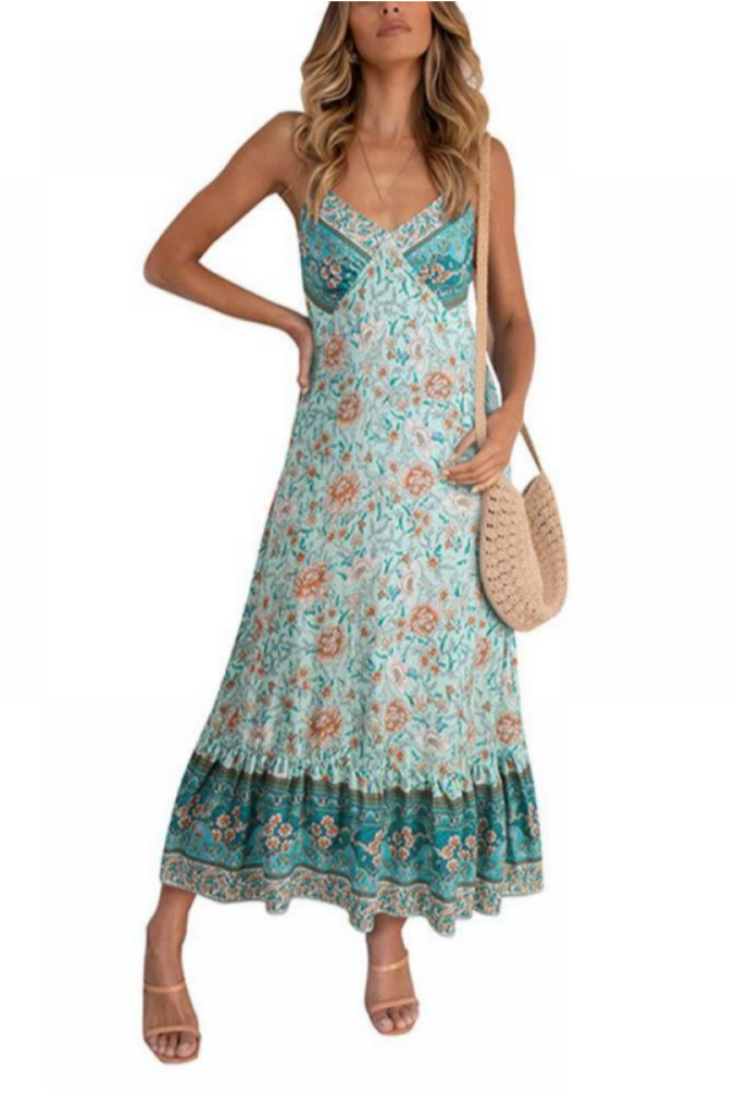 Women's Spaghetti Strap Floral Pattern Dress - Ebonys Beauty Brand