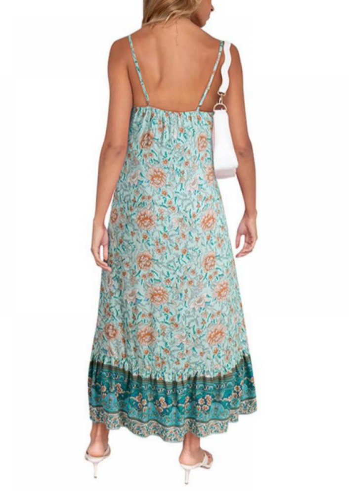 Women's Spaghetti Strap Floral Pattern Dress - Ebonys Beauty Brand