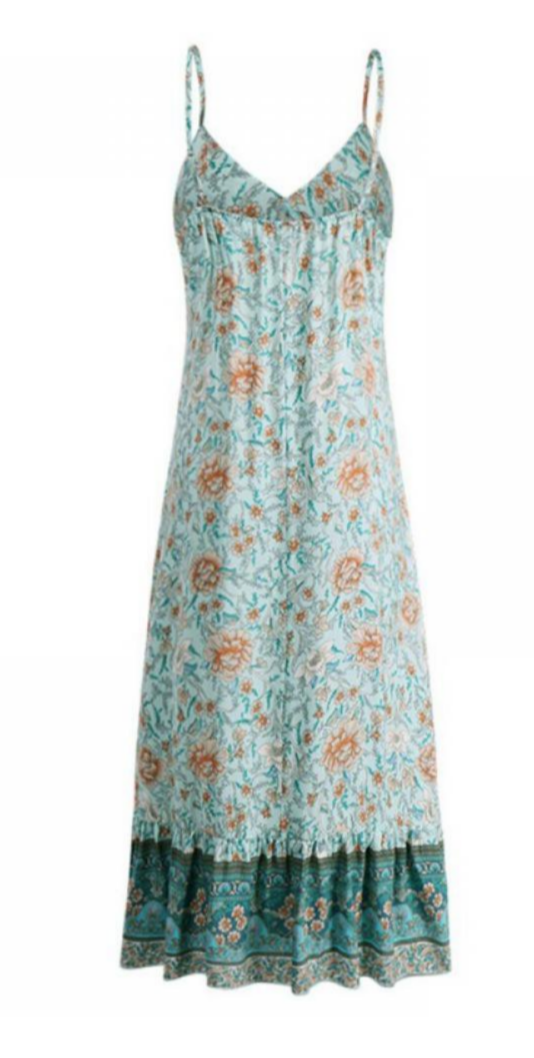 Women's Spaghetti Strap Floral Pattern Dress - Ebonys Beauty Brand