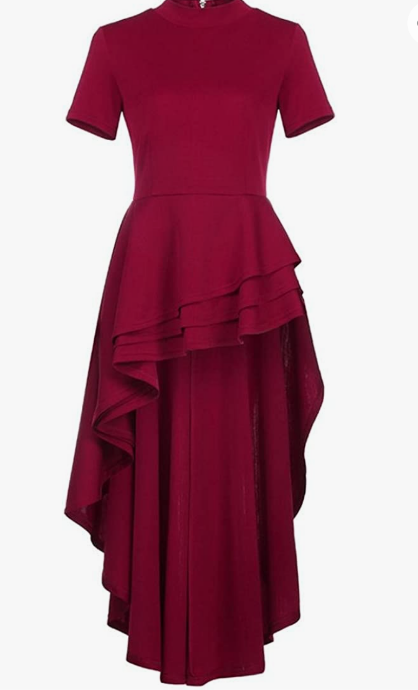 Women's Unique Ruffle Short Sleeve Bodycon Peplum Shirt Dress - Ebonys Beauty Brand