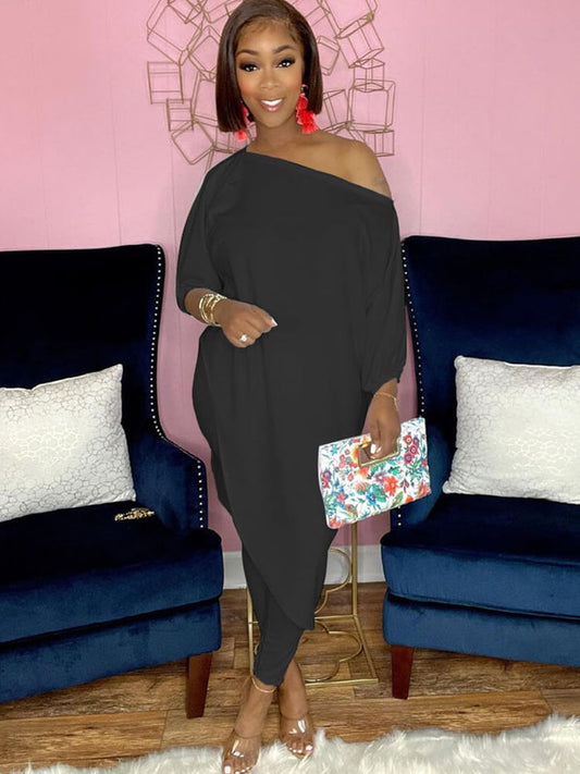 Women's Off Shoulder 2pc & Skinny Long Pants Set - Ebonys Beauty Brand